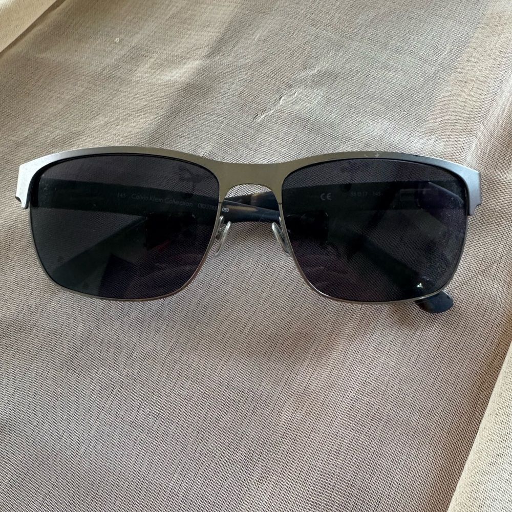 Calvin Klein Black and Silver Semi-Rimless Glasses